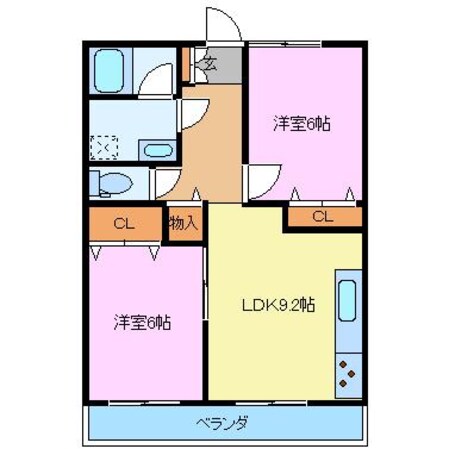 ペアシティ榊Bの物件間取画像